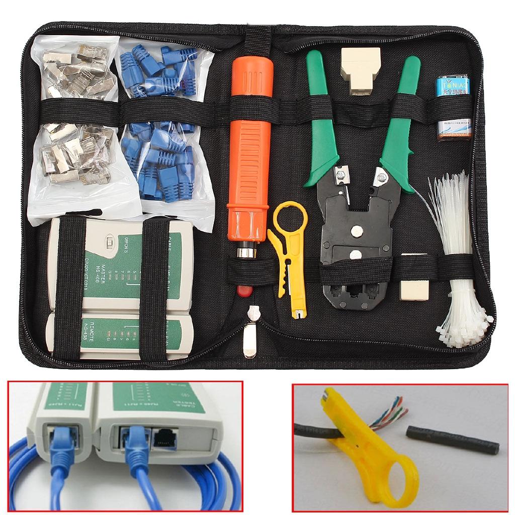3 in 1 Network Ethernet LAN Kit Cat5e Cat6  RJ45 Cable Tester Crimping Tool Set