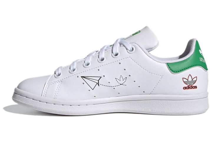 

Adidas Originals Stan Smith J Kids Skateboarding Shoes Abrasion Resistant Low top Skateboard Shoes White Green FX5976 35.5