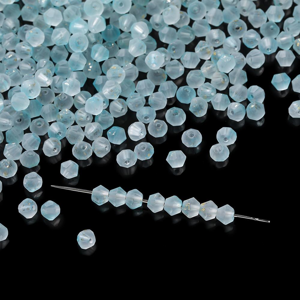 100pcs/Lots Frosted Golden Glass Dual Cone Shaped Beads Faceted Spacer Beads for DIY Bracelets Necklaces Jewelry Making Findings синий