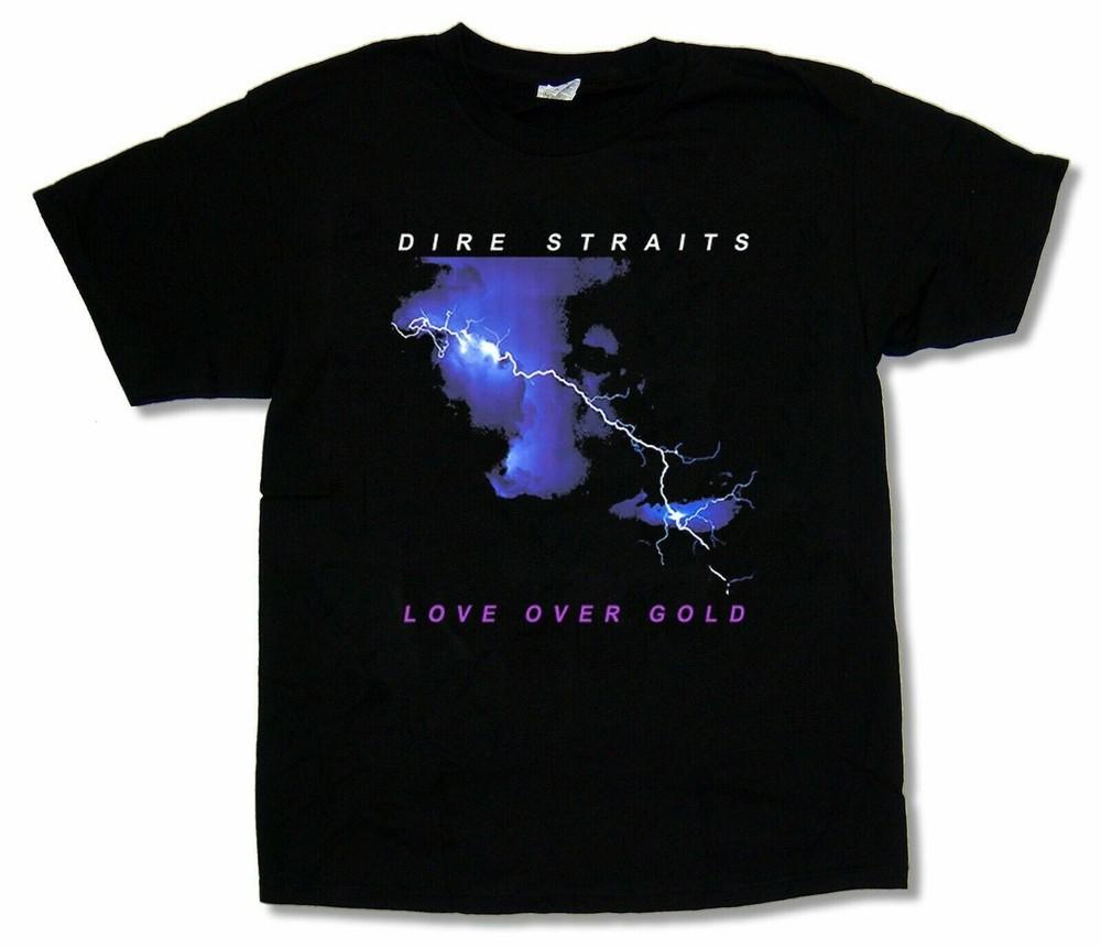 

Dire Straits T-Shirt Love Over Gold All size Short Sleeve Shirt HD447 Unisex T-Shirt XL