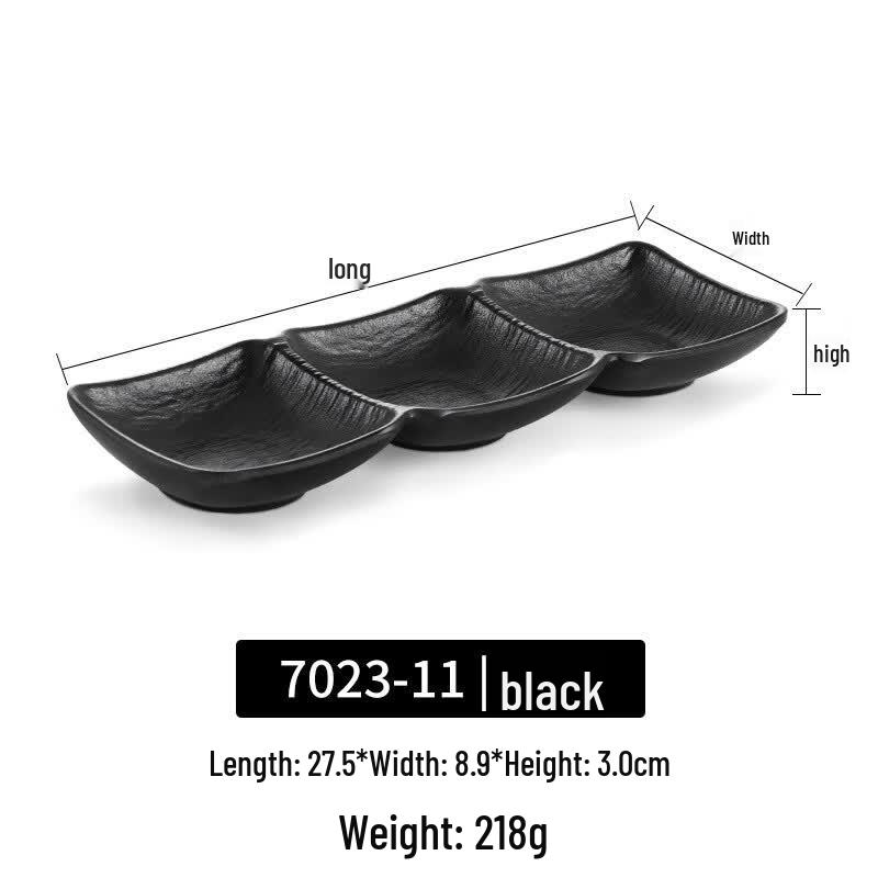 Japanese Style Square 3-Compartment Melamine Dipping Dish