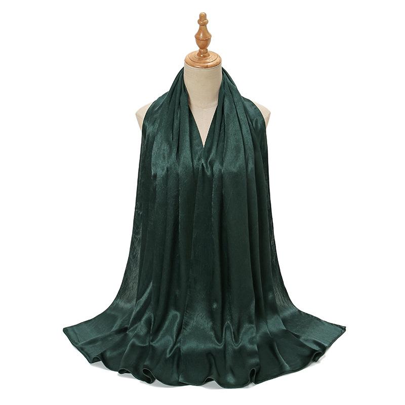 New Satin Silky Simulation Silk Long Scarf Shawl Pleated Solid Color Women's Long Scarf Headscarf