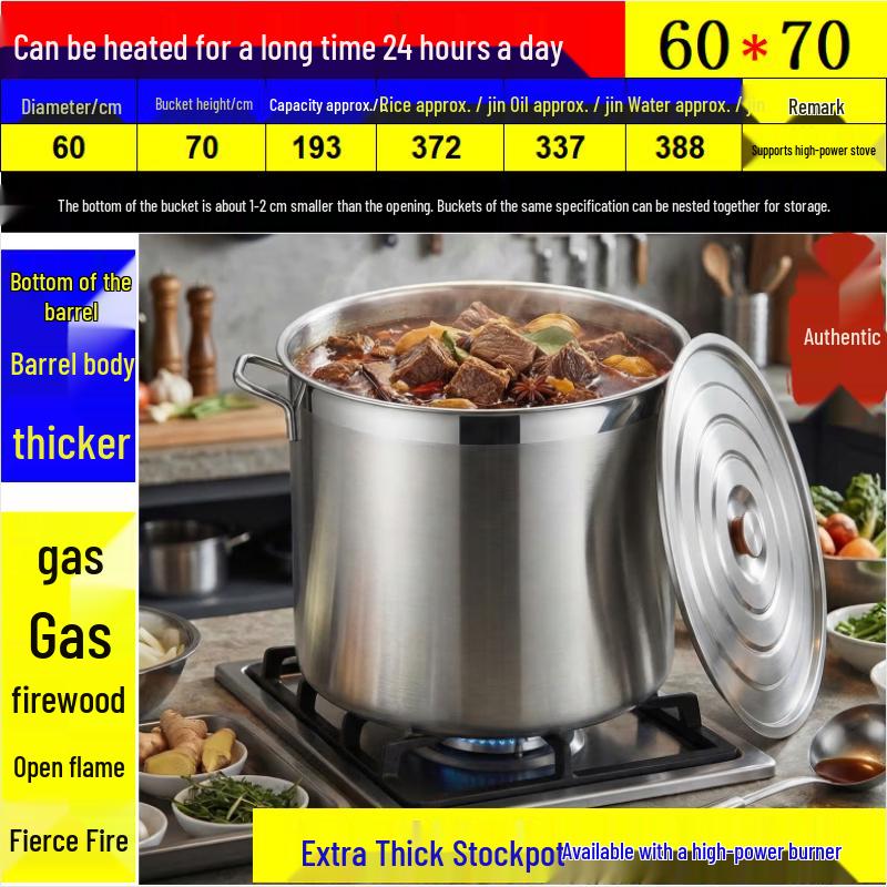 Thickened Stainless Steel Stock Pot with Lid