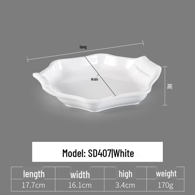 Irregular Shaped White Melamine Plates for Hotel & Restaurant - Porcelain Imitation Cold Dish Saucers