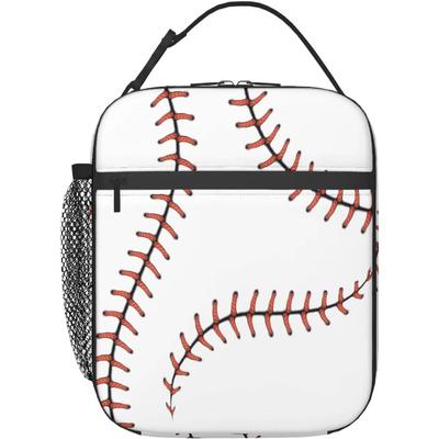 Baseball Lunch Bag for Women Men Insulated Reusable Lunch Box for Work School Picnic Portable Thermal Cooler Bento Tote Bag