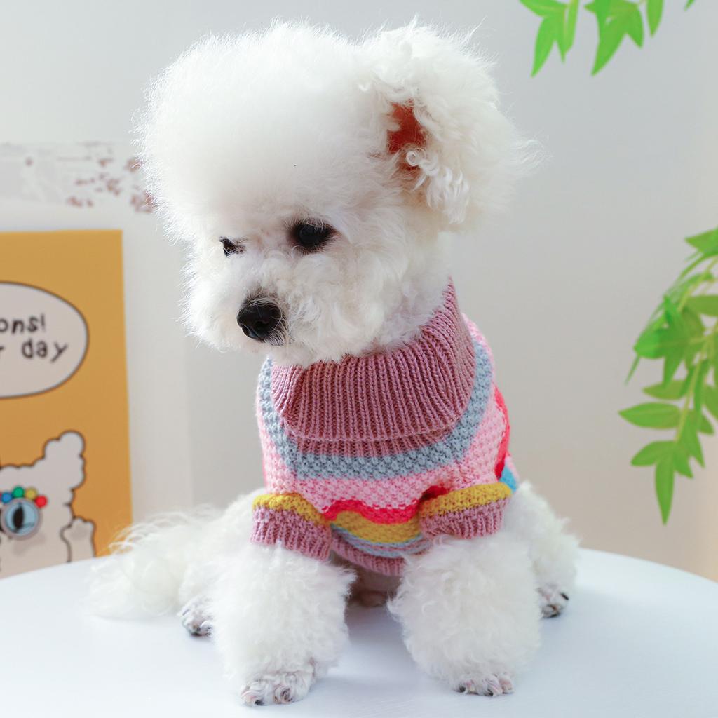 Pet Dog Sweaters Pet Knitted Base Sweater Cat Clothing Soft Colored Striped Sweaters Puppy Clothes Autumn and Winter