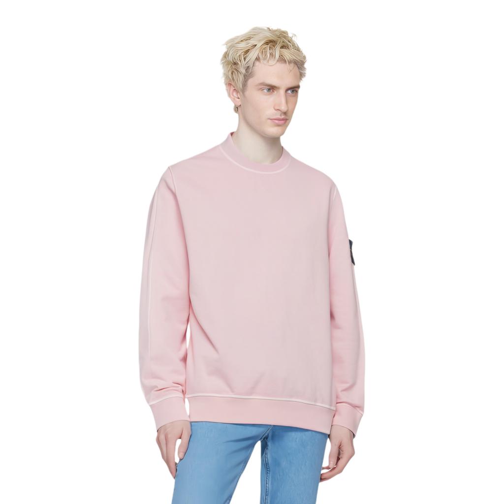 Stone Island Ss24 Logo Print Distressed Crewneck Sweatshirt Men sweatshirt Pink 801566060V-0180