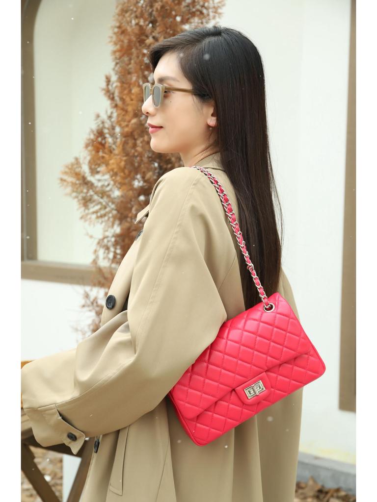 Little Luxury Diamond Lattice Leather Women's Chain Crossbody Bag