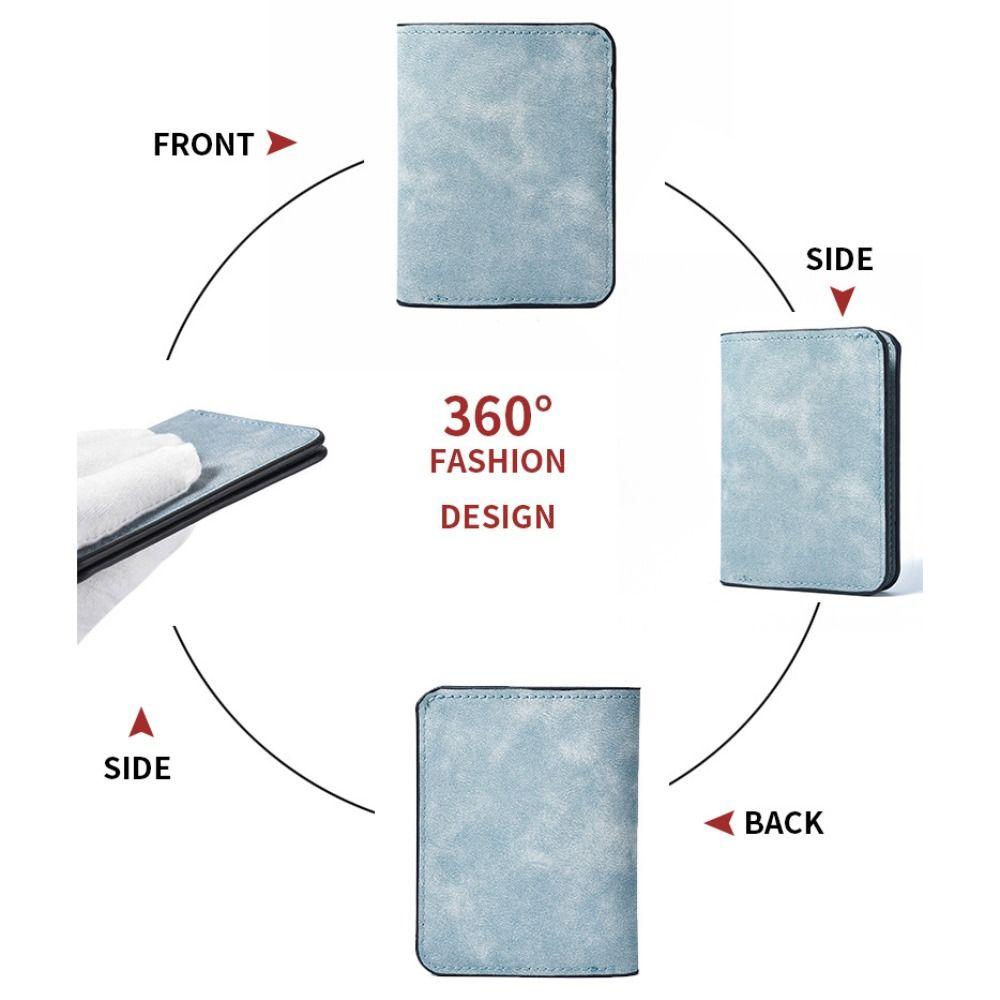 New PU Leather Men's Short Wallet Two-fold Large Capacity Retro Coin Purse Black Blue Grey Multiple Pockets Men Women