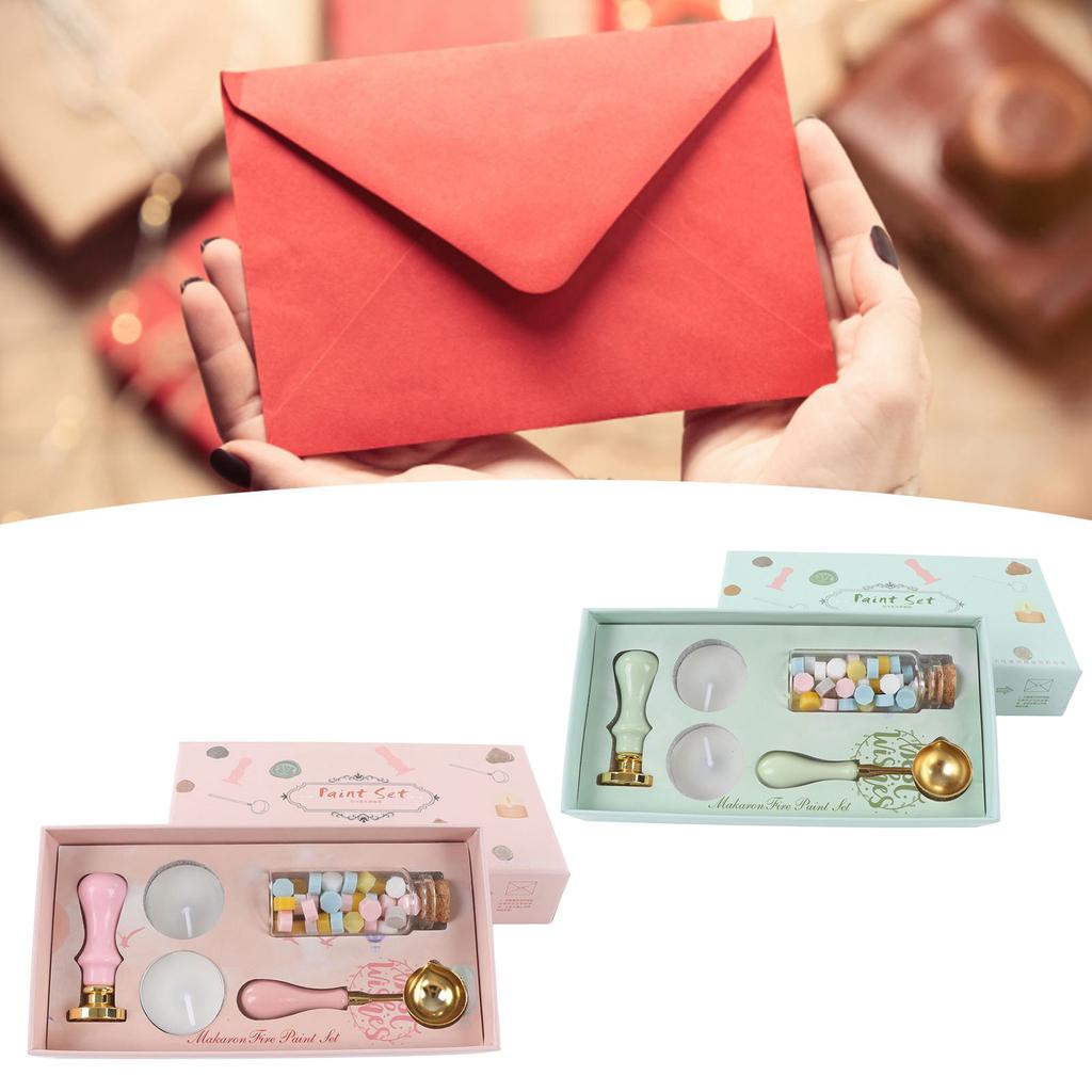 Wax Stamp Kit Retro Removable Handle Iris Pattern Wax Stamp Sealing Kit for Envelope Invitation