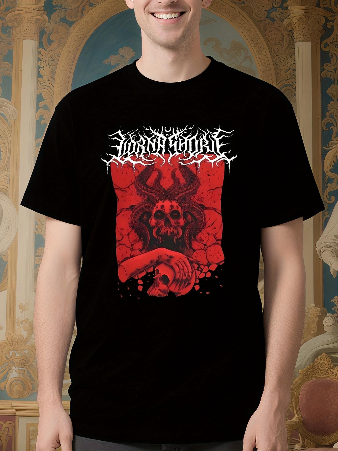 Gothic Heavy Metal Graphic Tshirt - Black Band Tee with R... M