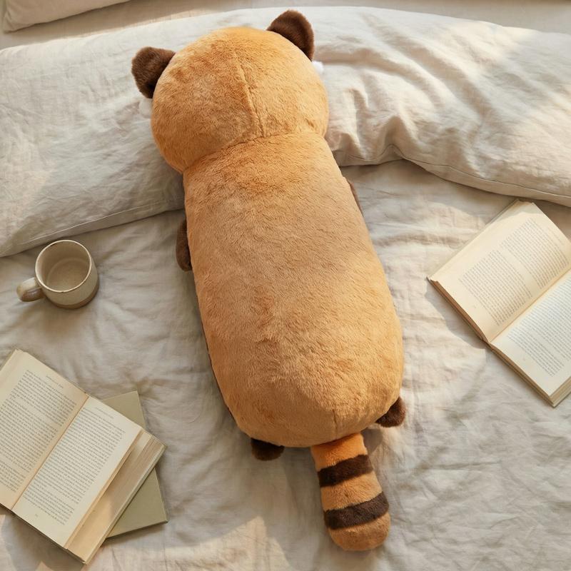 1.2/1.6M Giant Size Long Raccoon Plush Toys Stuffed Animals Throw Pillow Cute Red Panda Plushie Toy Gift For Kids Xmas Present