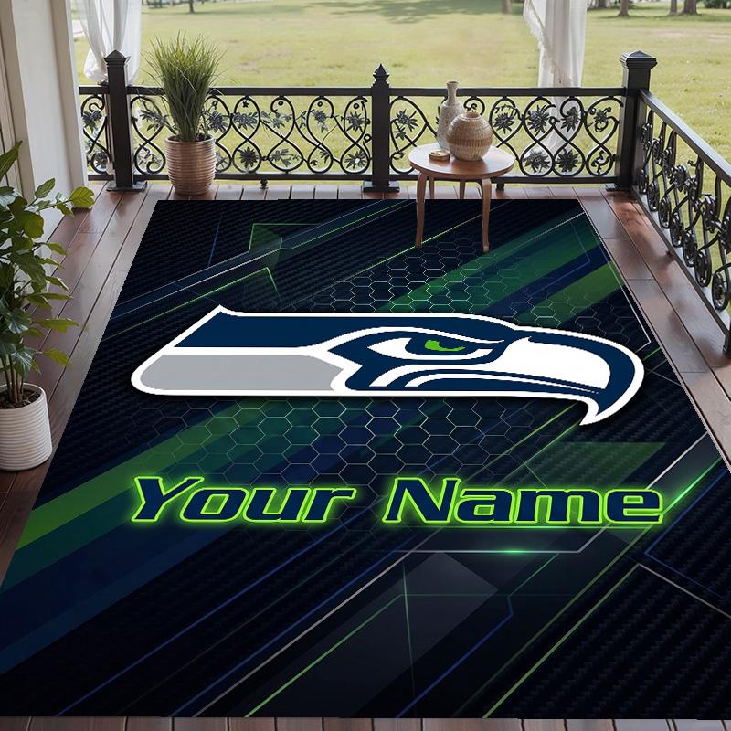 Custom Text Printed Rug Seattle Seahawks Non Slip Floor Carpet For Home Room Decor