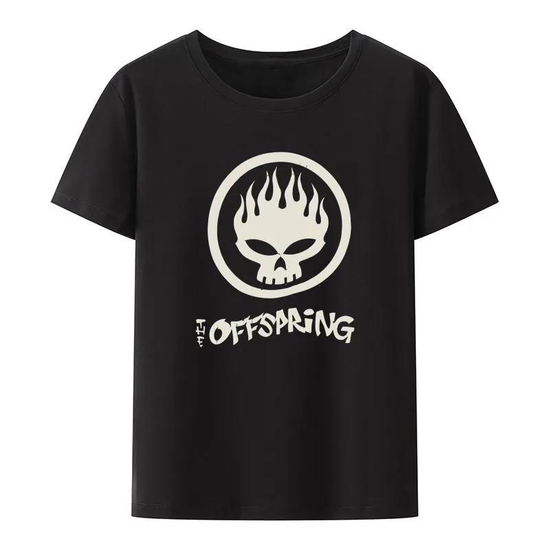 Flame Skull Head Punk Print TShirt Women And Unisex The Offspring Band Hiphop Streetwear Fashion Cool Camisetas Plus Size Tops