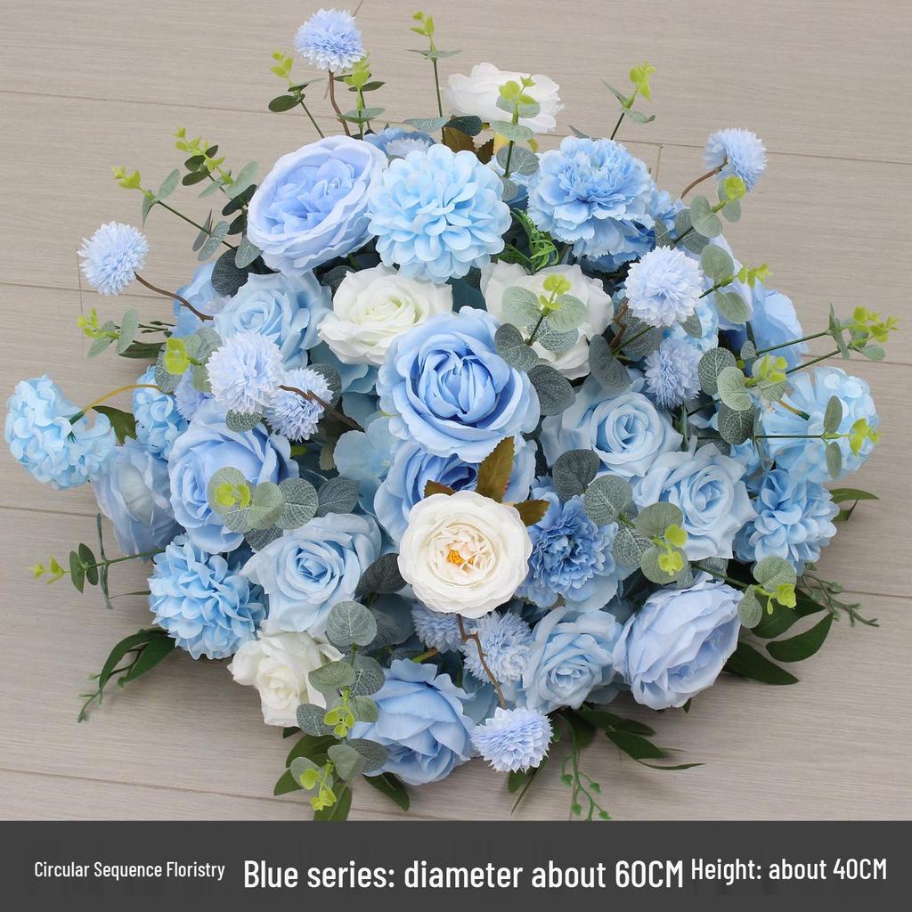 Simulated Silk Floral Arrangement: Round Flower Ball for Aisle, Table, or Wedding Stage Decoration.