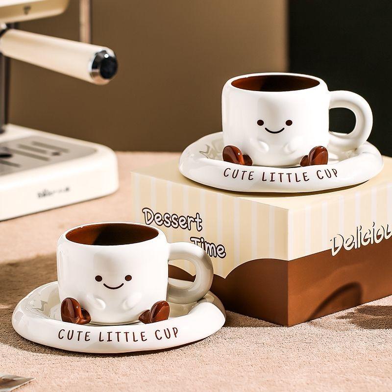 Cute Ceramic Coffee Mug Set for Breakfast – Ins Style Gift for Home & Office Coffee Lovers Gift