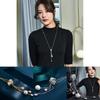 Stylish Long Pendant Sweater Chain For Women With Geometric Design And Crystal Accents