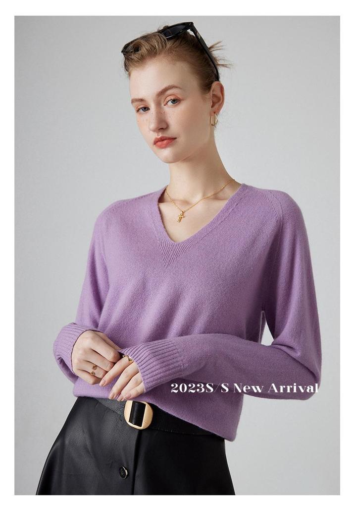 2023 Autumn/Winter Women's Cashmere V-Neck Loose Knit Sweater