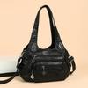 Women's Vintage Leather Shoulder Bag Multi-Zipper Pocket Crossbody Bag with Braided Detail Casual Handbag for  Use for Daily Life and Weekend Outings