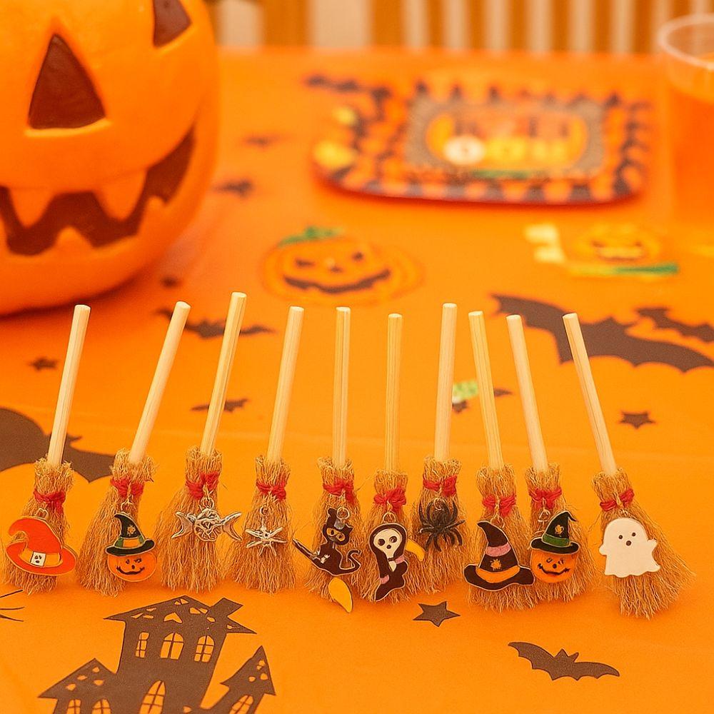 10cm Halloween Broom Spider Ghost Halloween Party Decoration  Dollhouse Decoration