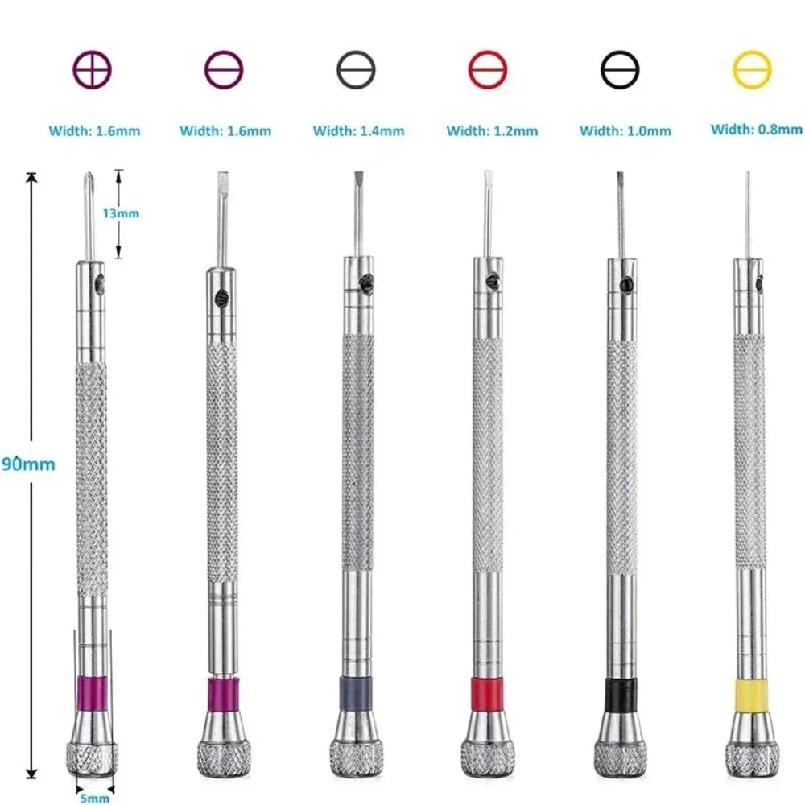 5pcs/set 0.8-1.6mm Steel Screwdriver for Watch Repairing Portable Watch Tools Band Removal with Mini Link Pins Watchmaker Tools