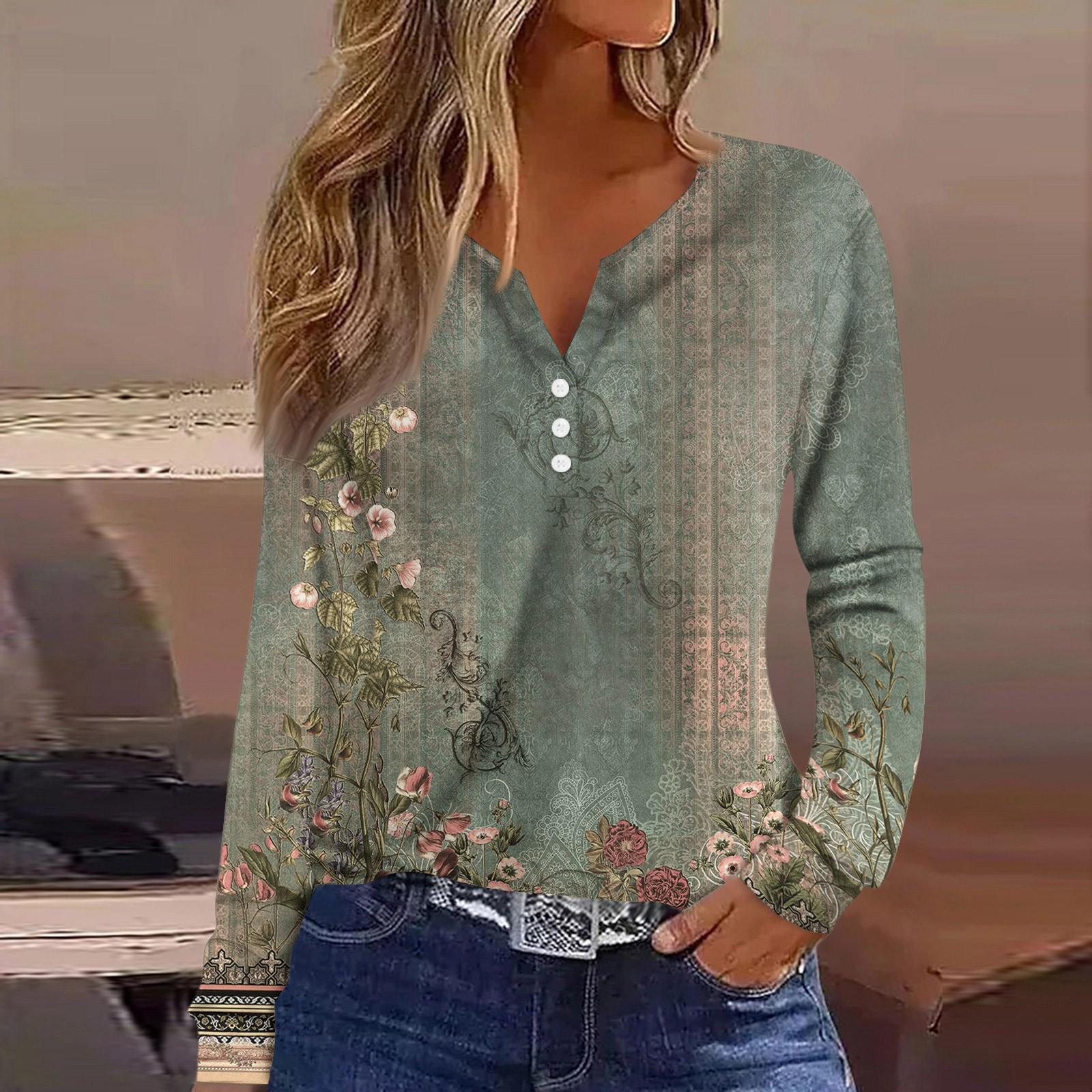 

Жен. Футболка Футболка на пуговицах с длинным рукавом Повседневные Выходные Мода Классический Топ с v-образным вырезом Обычный XXL