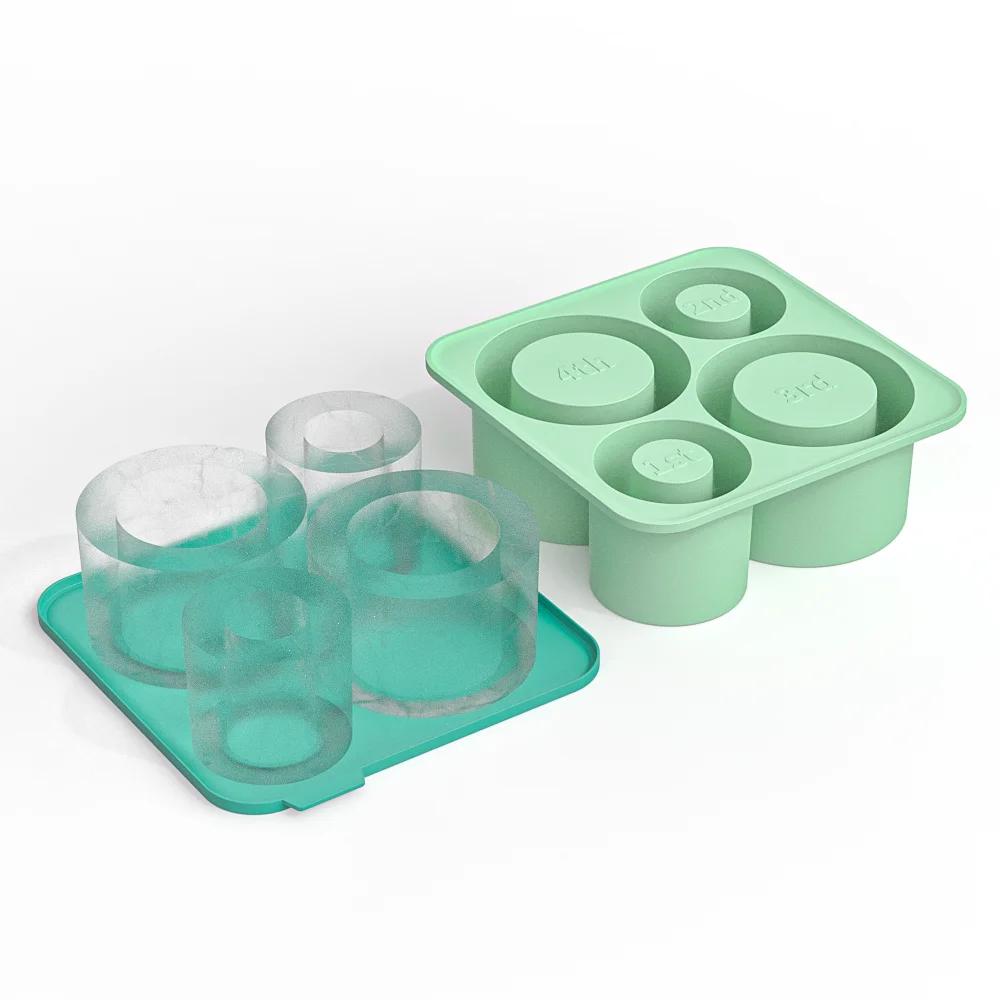 Ice Cube Tray Mold for Tumbler St Cup Silicone Cylinder Ice Cube Maker Mold with Lid For 20oz 30oz 40oz