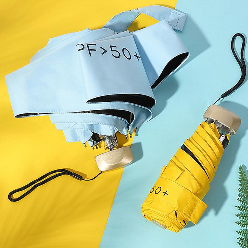 Paraguas Compacto para Sol y Lluvia: Ligero, Seis Costillas, Doble Uso, Mini Plegable para Protección contra Todo Clima