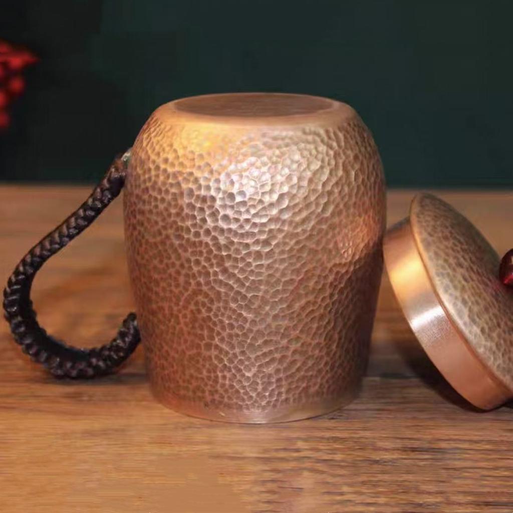 Vintage Pure Copper Cup,Coffee Mug Engraving Hammer Texture Woven Handle 500 ml Moscow Mule Tumbler Mug,Tea Water Cup Tableware