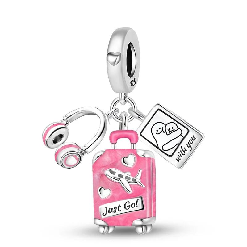 Copper Cherry Elephant Suitcase Charm Pendant For Women Diy Bracelets High Quality Personalized Fine Jewelry