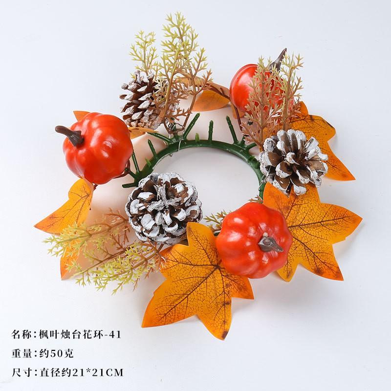 Thanksgiving Decorative Maple Leaf Candle Holder Wreath Table Centerpiece Halloween Party Home Outdoor Decoration