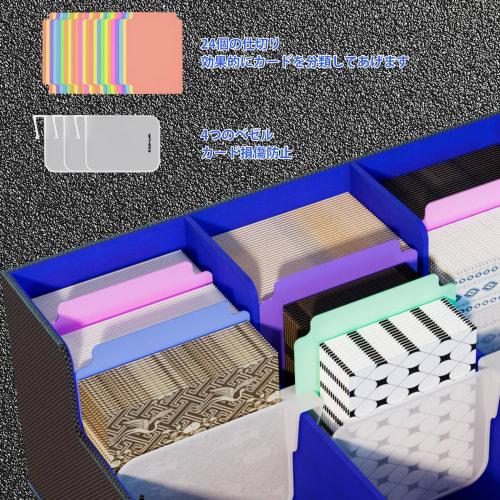 UNORUG Trekkers Card Box, Holds 1800 Cards (3 Columns), PU Leather, Vertical Card Storage, 24 Compartments, 3 Baffles, PU Leather Storage Box, Trading