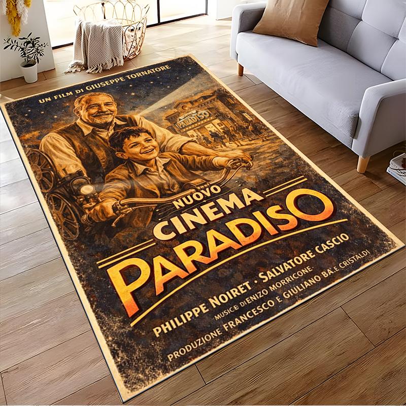 "Nuovo Cinema Paradiso Movie Poster Design Rug" Non-slip Rug Suitable for Living Room and Bedroom Sofas.