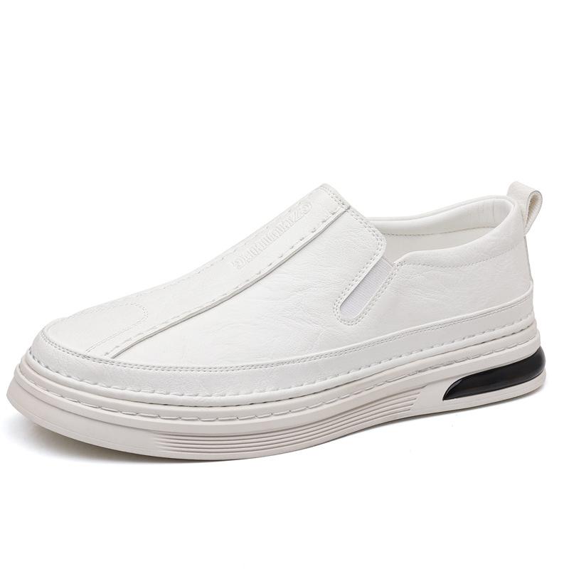 2024 Summer Breathable Men's Korean Edition Casual Board Shoes Lazy Soft Leather One-Foot Loafers Men's Leather Little White Shoes Tide