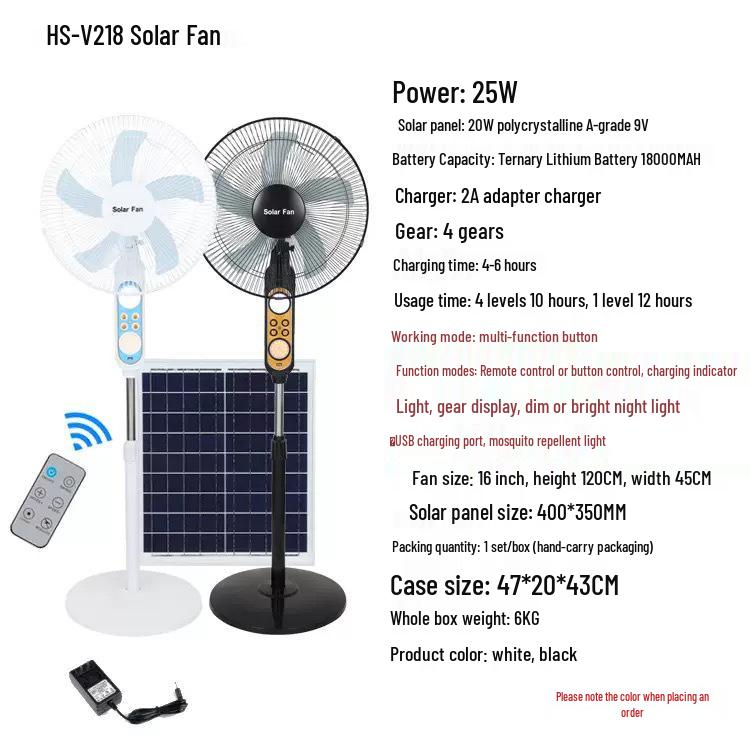 16-Inch Rechargeable Solar Floor Fan with Light for Outdoor Camping