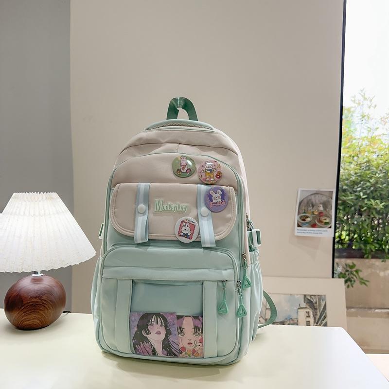 Large-capacity backpack, new high-value college style, fresh, sweet and cute, junior high school students