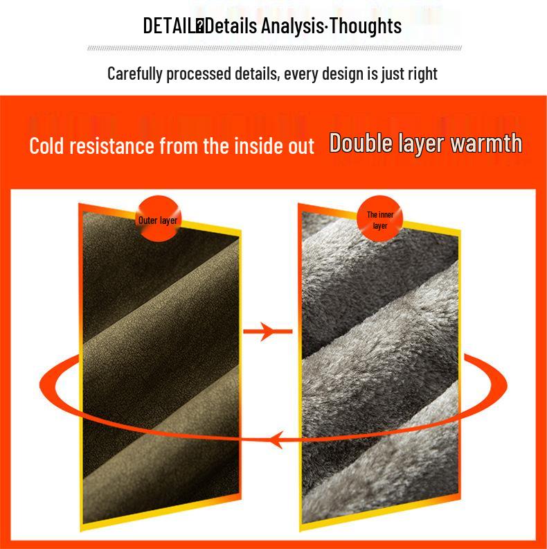 Di Yu Shen Long Men's Trendy Winter Loose Color Block Fleece-Lined Leather Jacket