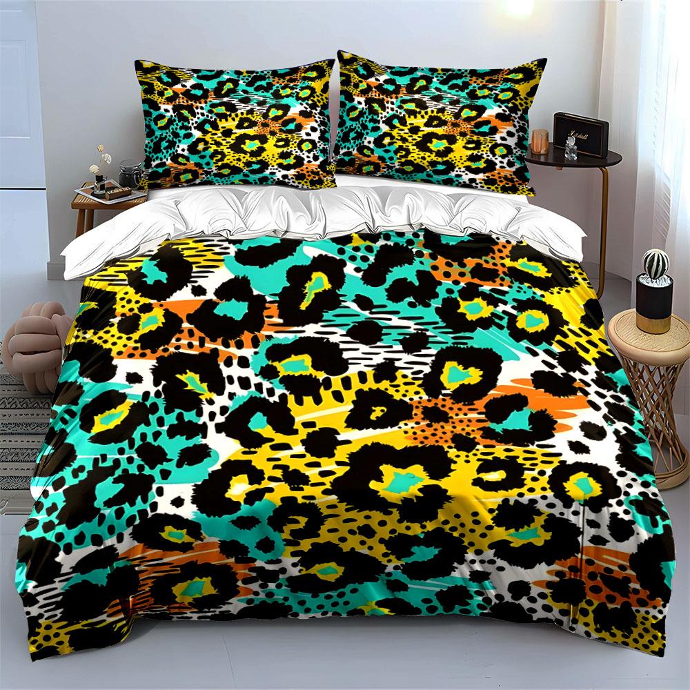 Leopard Print Three-Piece Set Multiple sizes kid's and adults' bedroom Exquisite 3PC bedding set gift