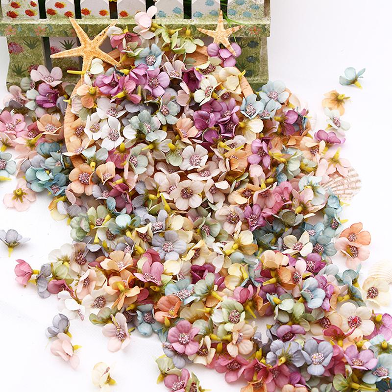 100Pcs 2Cm Multicolor Daisy Flower Head Mini Silk Artificial Flower For Weddin