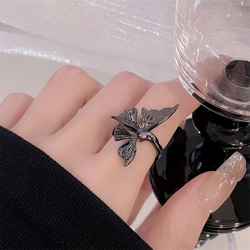 French Green Moon Series Open Ring Niche Design Fashionable High-End Individual Cold Wind Ring Woman