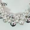Chunky Faux Pearl Necklace 1 Set Jewelry, Beaded Choker And Square Neck Earrings, Metallic for Women Dinner Parties Wedding Off Shoulder