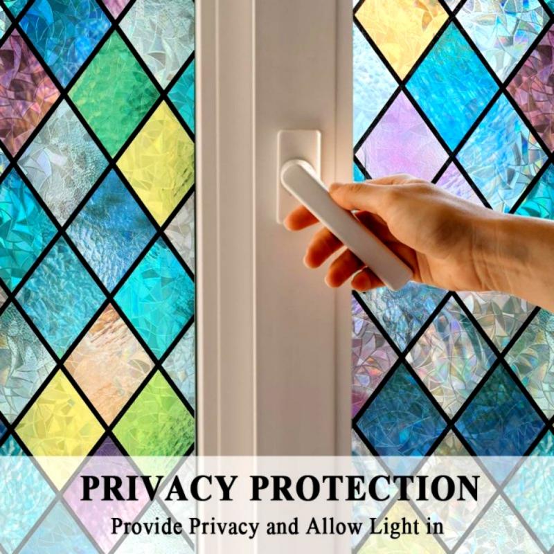 Colorful Translucent Glass Window Sticker Privacy Protection UV Blocking Blackout Window Stickers Decoration Sticker