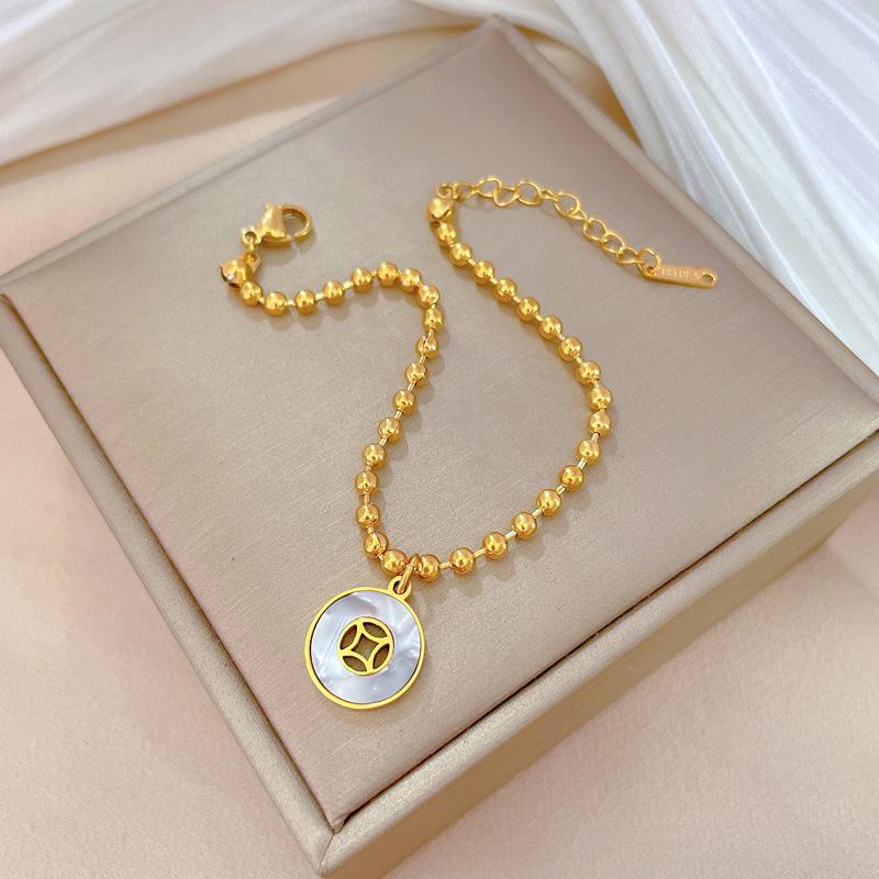 Dongmen Personalized Ring Shell Coin Round Bead Bracelet Female Retro Girlfriend