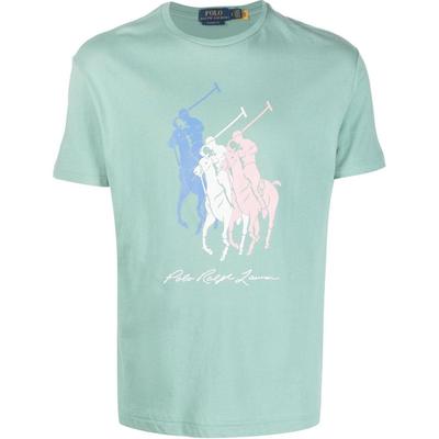 Polo SS23 Equestrian Knight Print Crew Neck Short Sleeve T-Shirt Men Tops Green 710909588-005