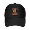 Coolest Turkey At The Table Skateboard Thanksgiving Graphic Mesh Baseball Cap Hip Hop