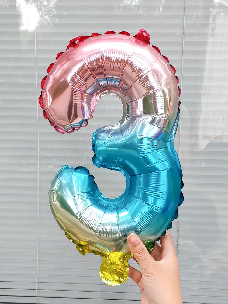 16-tums Regnbågsfärgad Sifferballong för Baby's Första Födelsedag eller Jubileumsfirande Dekorationer