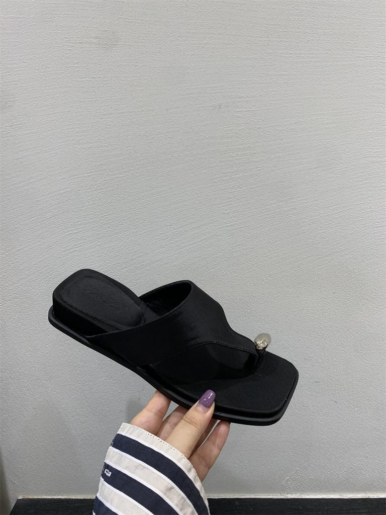 Wedge heel slippers pinch sandals women's shoes summer wear beach shoes silver sandals Roman shoes women's shoes