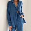 2025 European and American Style Women Long Sleeves Pajamas Simple Homewear 2 Pieces Suit 2-Piece Home Suit Set