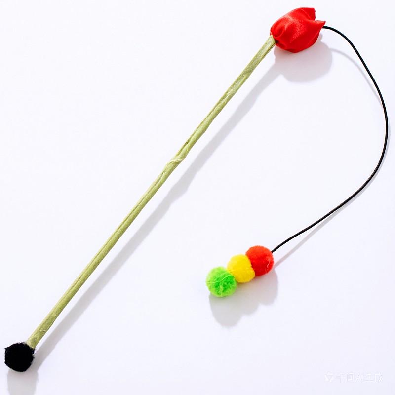 Cat Toys Colorful Flower Stick Cat Toys Interactive Wool Ball Tassel Sticks Toy for Cats Scratching Long Handle Toy Pet Products