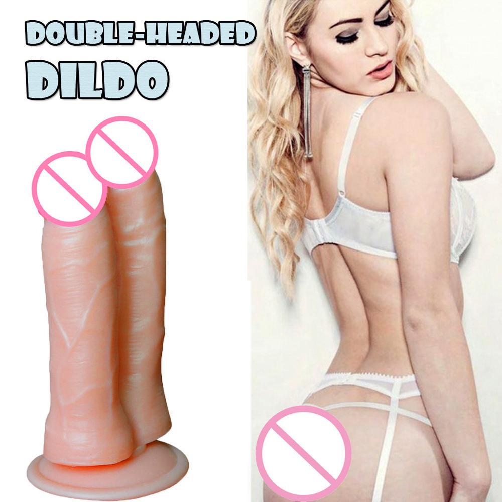Realistyczne dwustronnie zakończone Dildo Dwustronna penetracja na czele Symulowana Penile Sucker Sex Toy dla kobiety